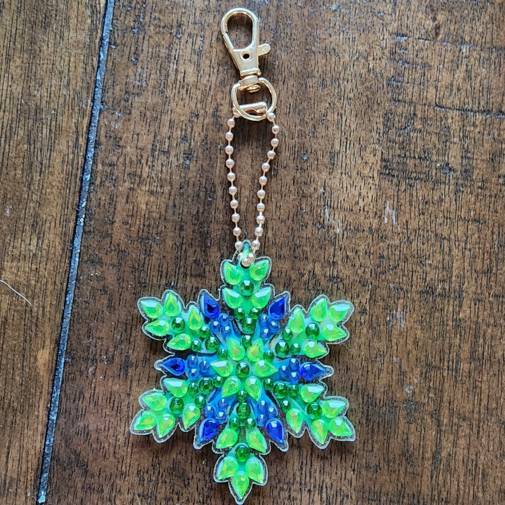 Green and Blue Snowflake Key Holder